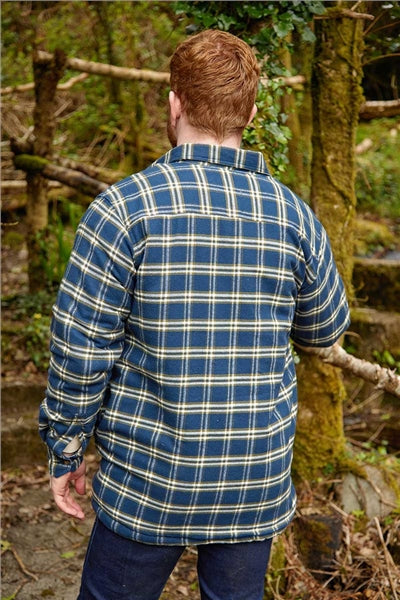Lee Valley LV13 Grandfather Shirt mit Fleece gefüttert Navy Check