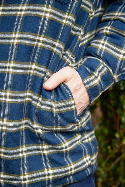 Lee Valley LV13 Grandfather Shirt mit Fleece gefüttert Navy Check