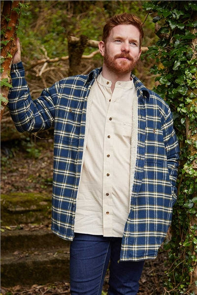 Lee Valley LV13 Grandfather Shirt mit Fleece gefüttert Navy Check