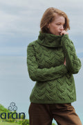AWM B692 Chunky Cable Cowl Aran Sweater Meadow Green
