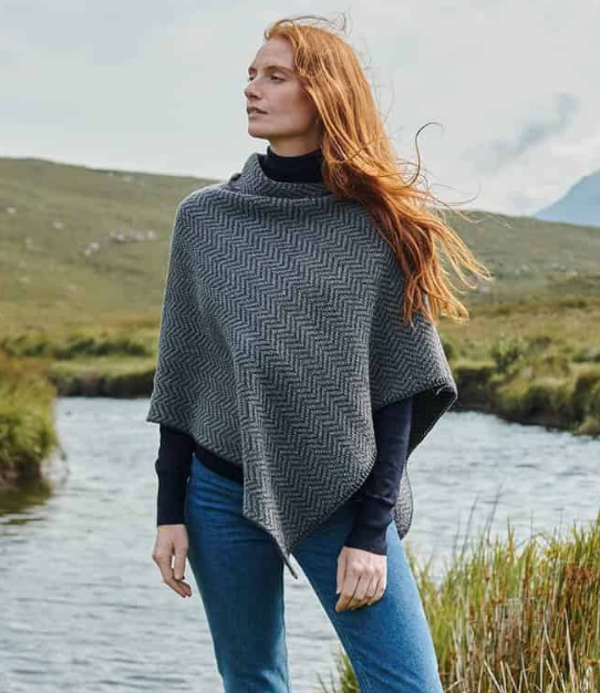 AWM Herringbone Poncho B814