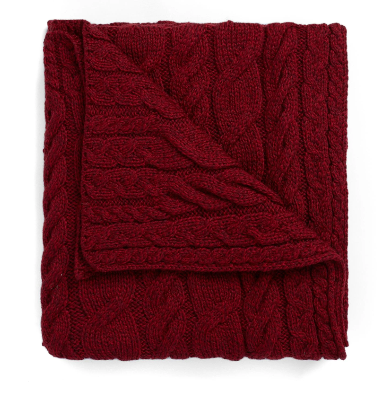 AWM B927 Cable Knit Blankets Supersoft Merino Wool