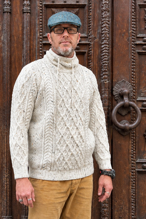 AWM B558 Unisex Drawstring Sweater Natural Donegal