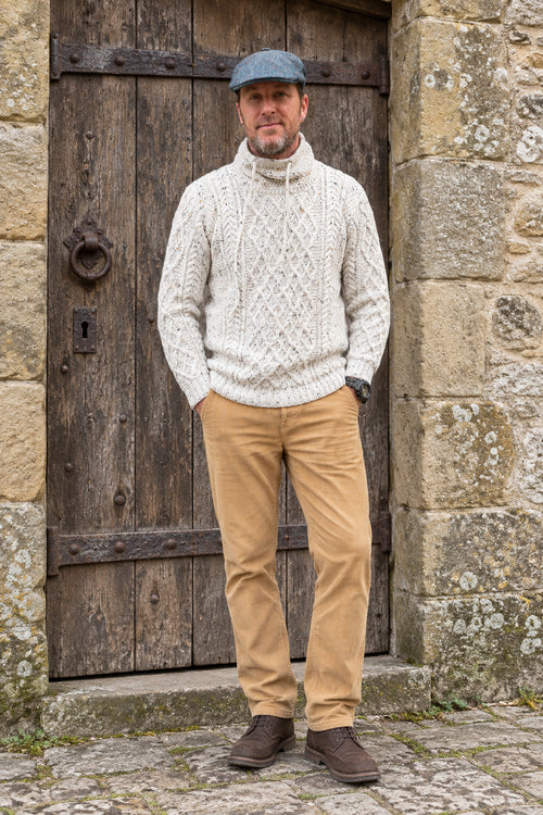 AWM B558 Unisex Drawstring Sweater Natural Donegal