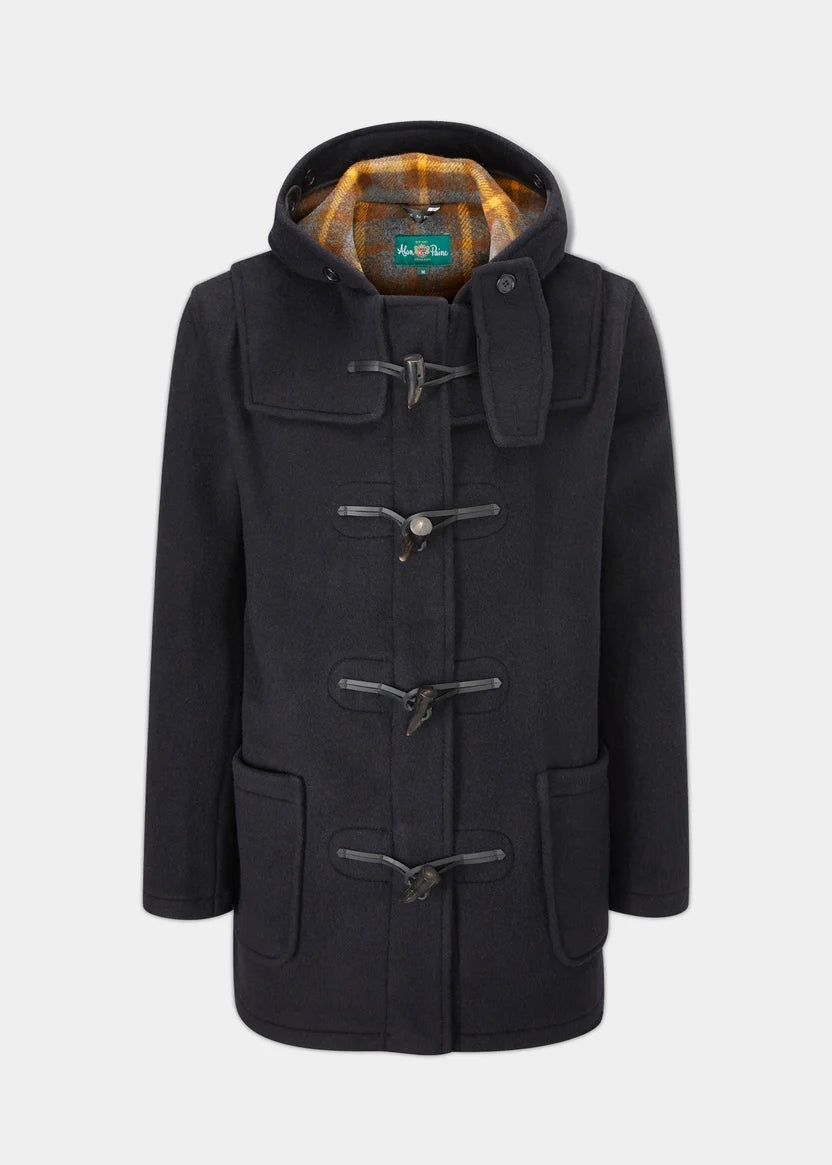Alan Paine Duffle Coat Alcombey Check Back In Navy