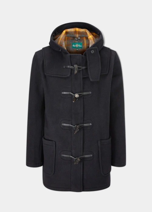 Alan Paine Duffle Coat Alcombey Check Back In Navy