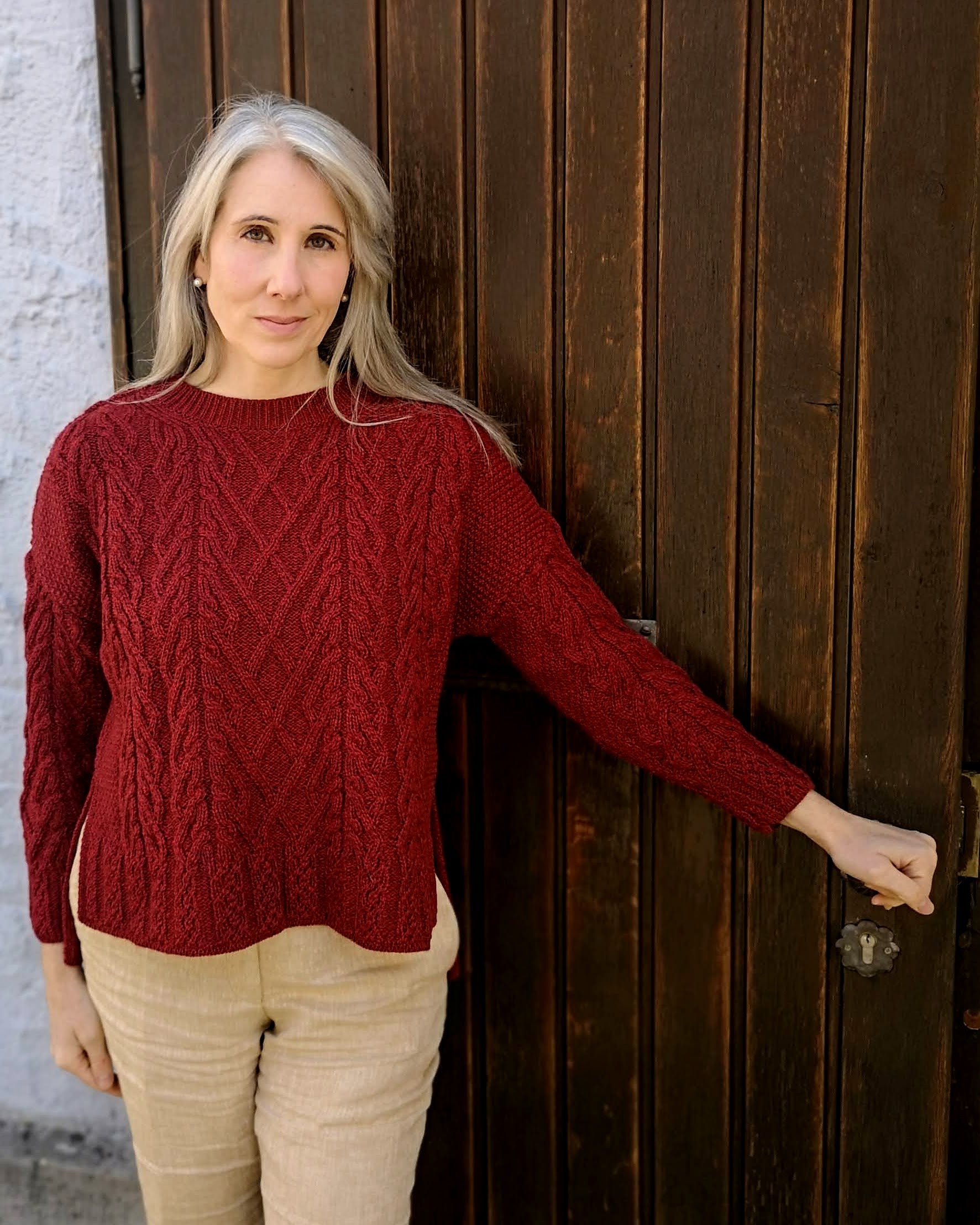 AWM Ladies Pullover Vented Box Sweater with Trellis Zopfmuster Damenpullover B232 2023