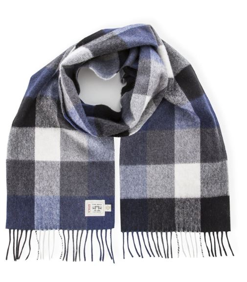 Avoca Scarf Navy-Grey Block Check Schal