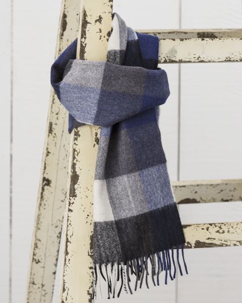 Avoca Scarf Navy-Grey Block Check Schal