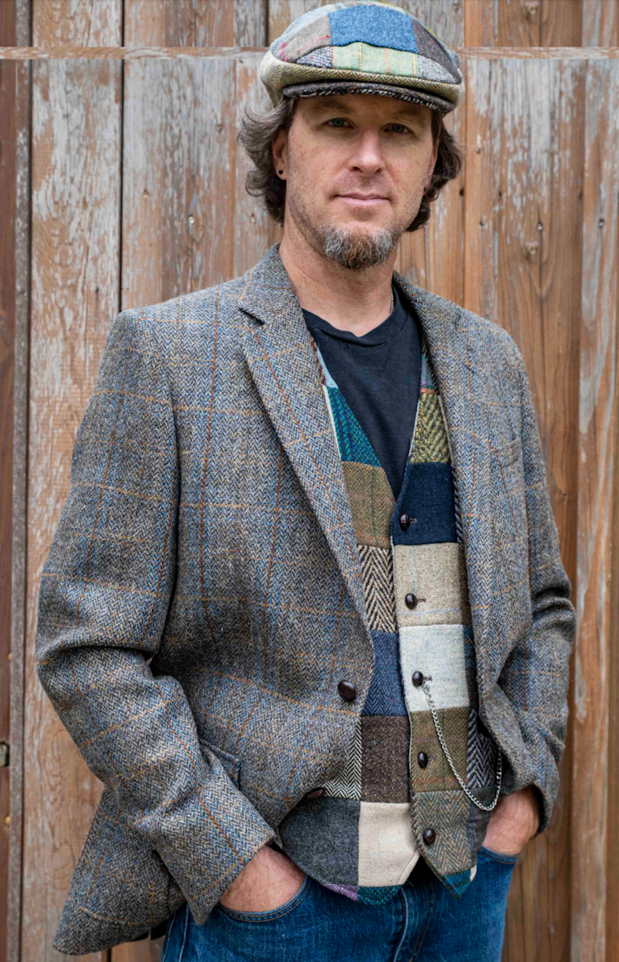 British House Men's Jacket Noah Grey Denim Harris Tweed Herrensakko 2023