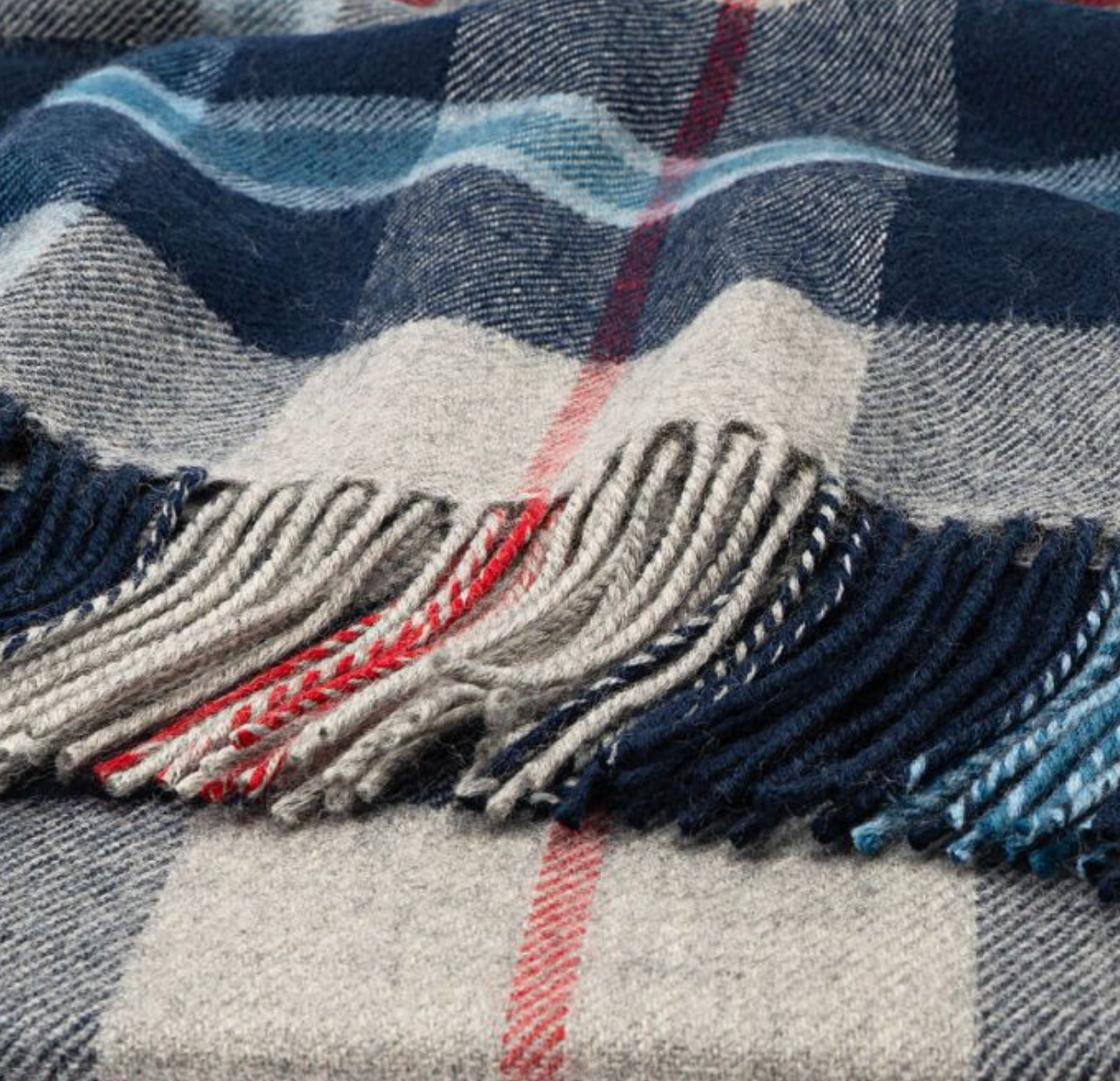 Lochcarron Tartan Poncho Douglas Navy