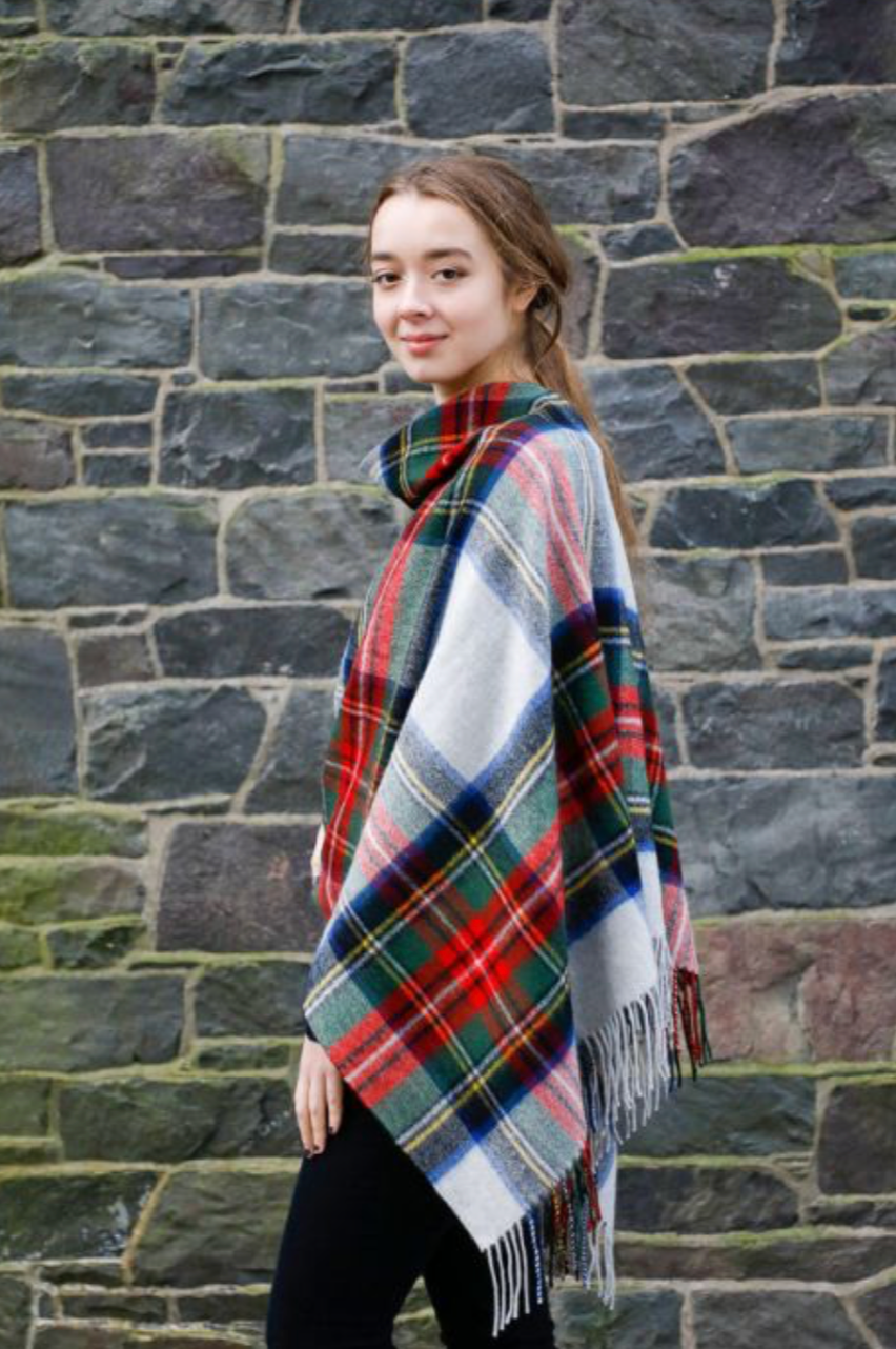 Lochcarron Tartan Poncho Silver Dress Stewart