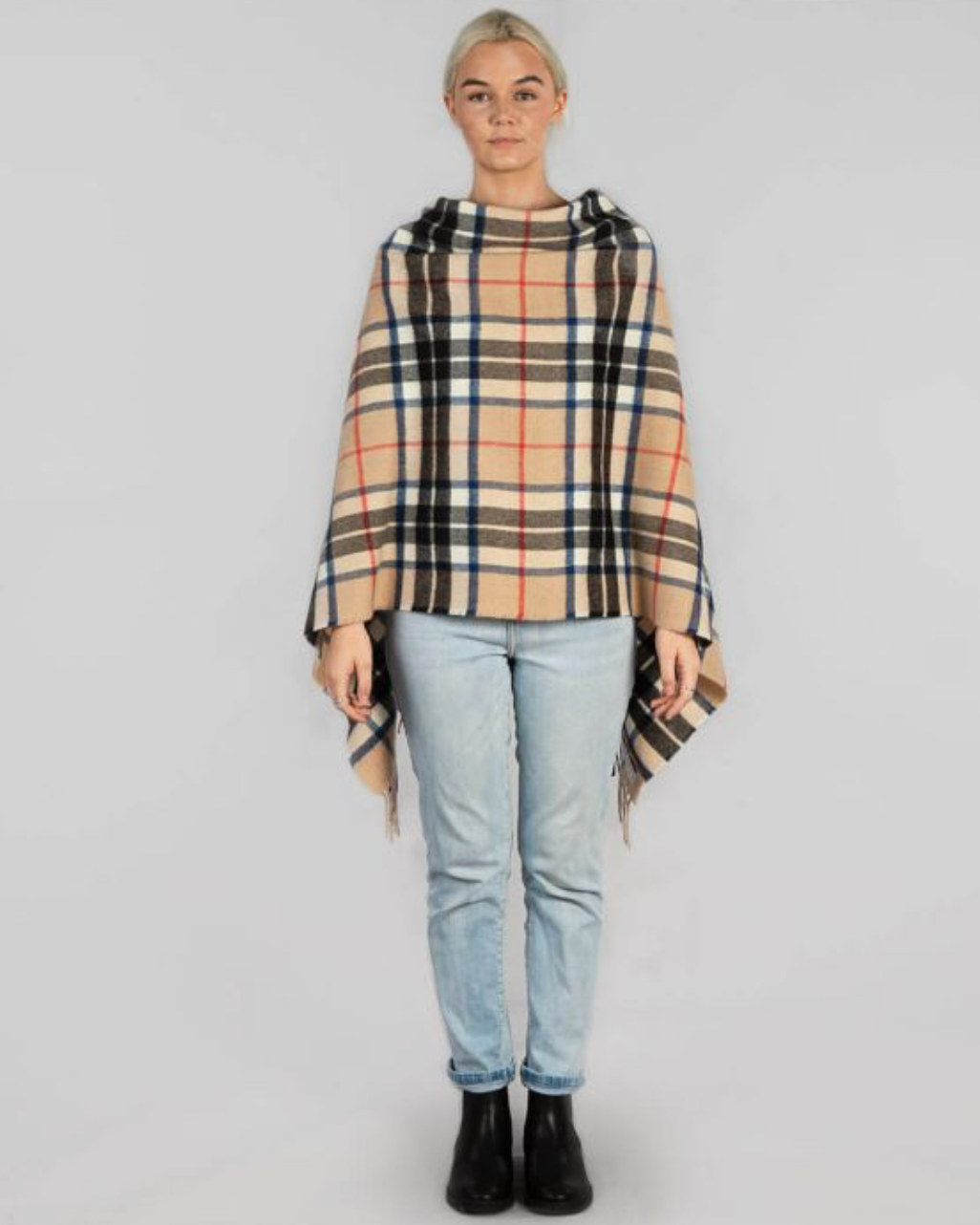 Lochcarron Tartan Poncho Thomson Camel
