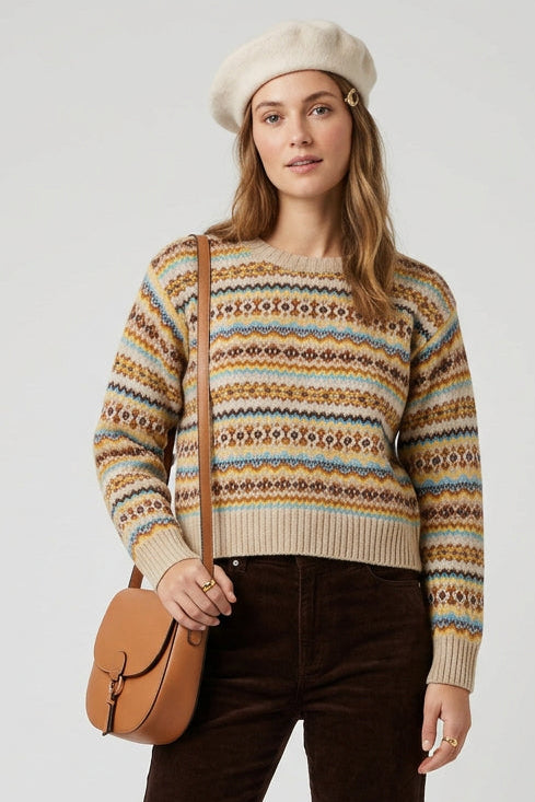 Harley Ladies Sweater Cameo L5326 Fair Isle