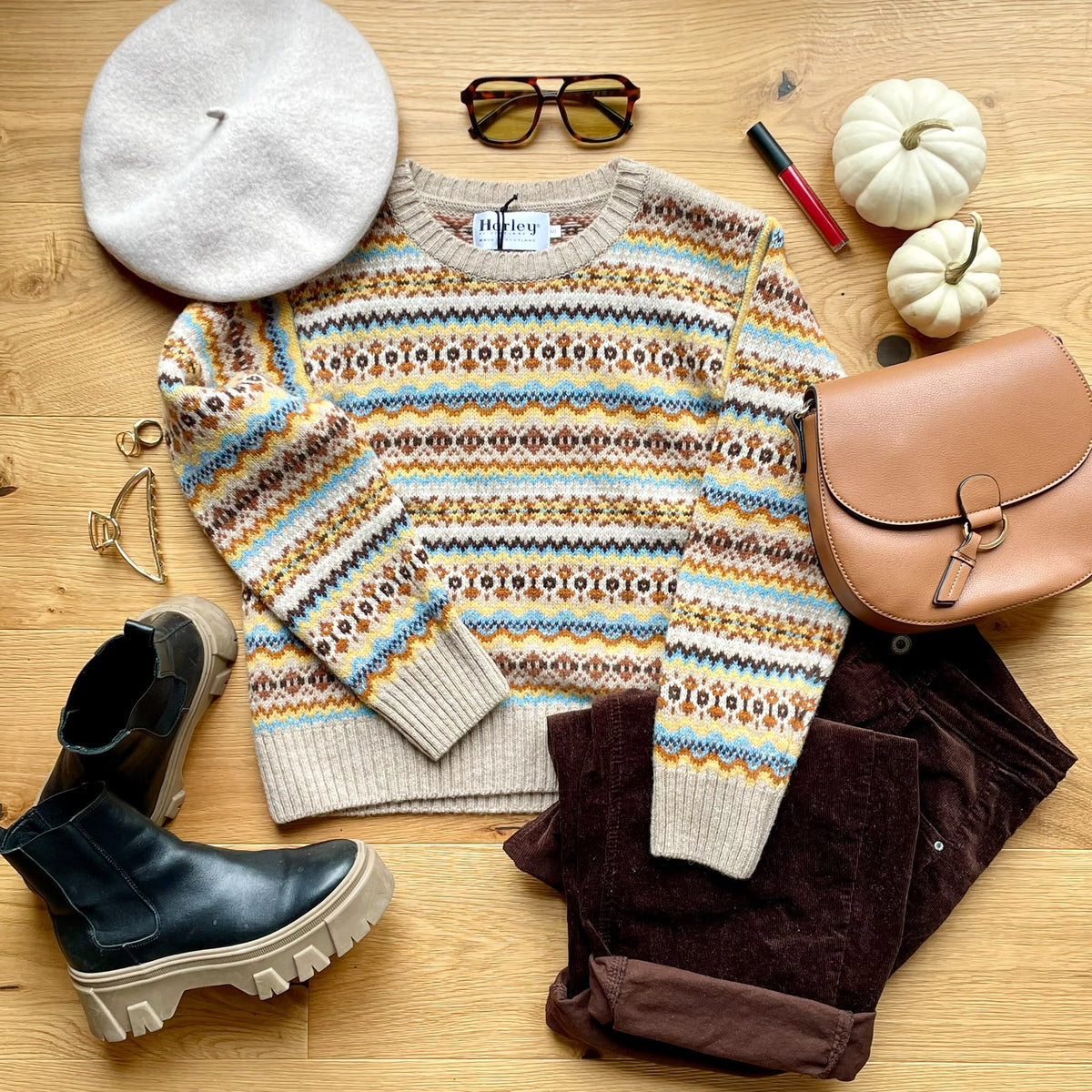 Harley Ladies Sweater Cameo L5326 Fair Isle