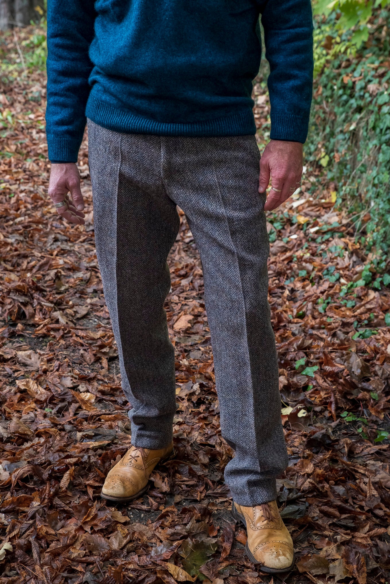 British House Trousers Kirk Grey Herringbone
