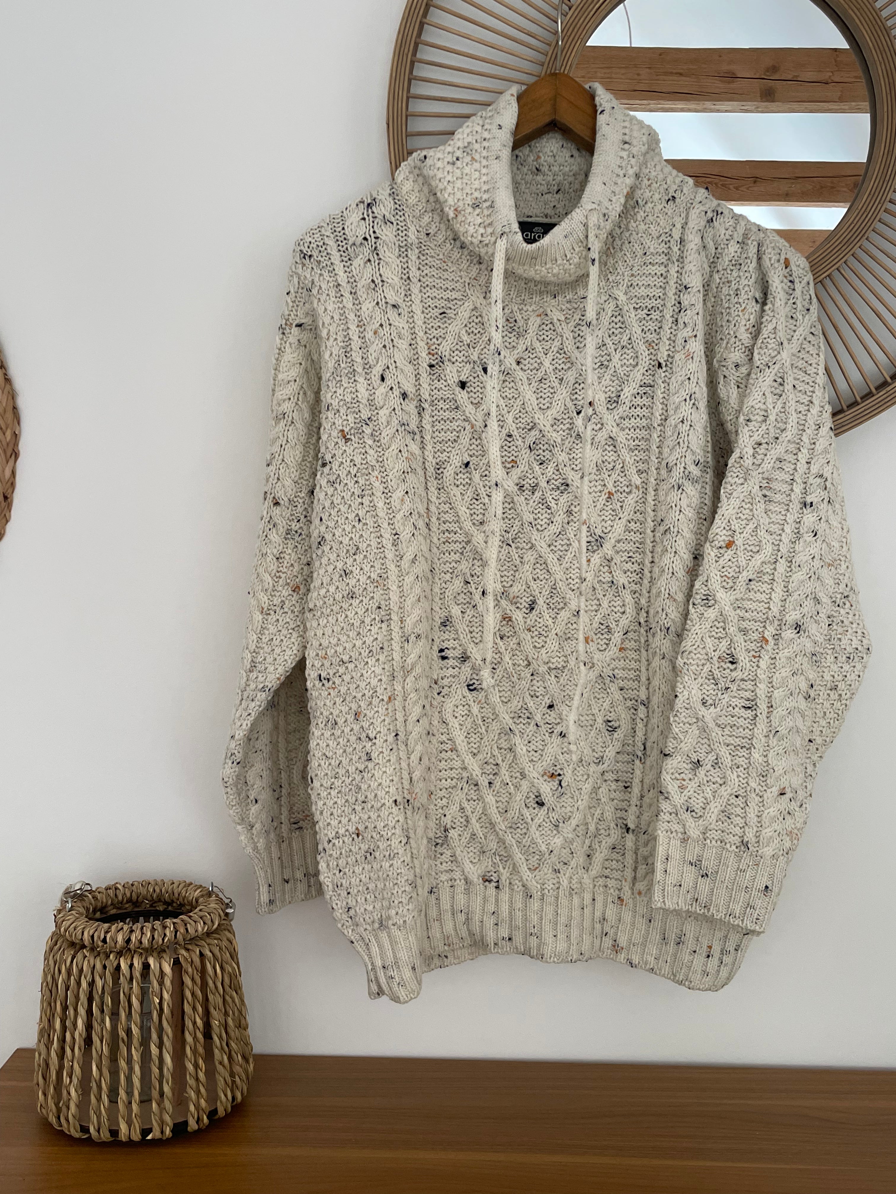 AWM B558 Unisex Drawstring Sweater Natural Donegal
