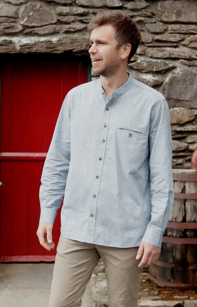 Lee Valley LN12 Grandfather Shirt Linen Light Green