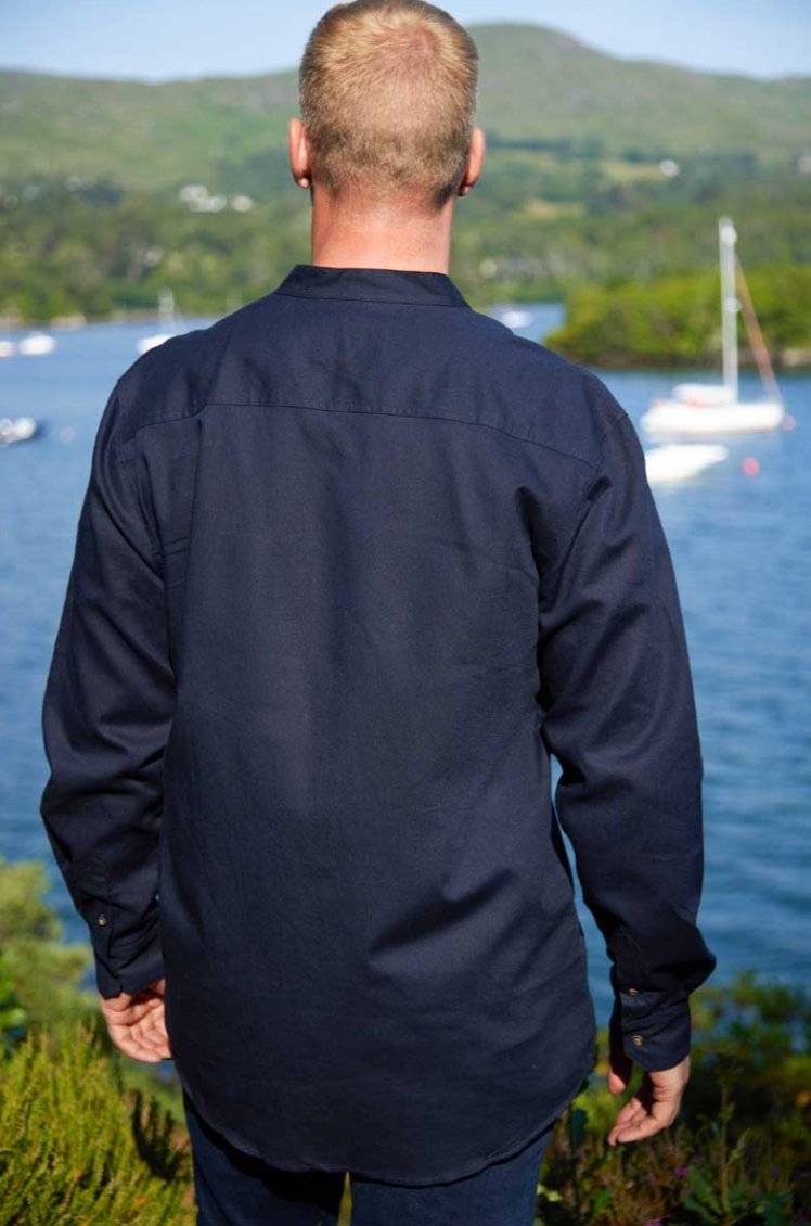 Lee Valley LN9 Grandfather Shirt Linen Navy Blue