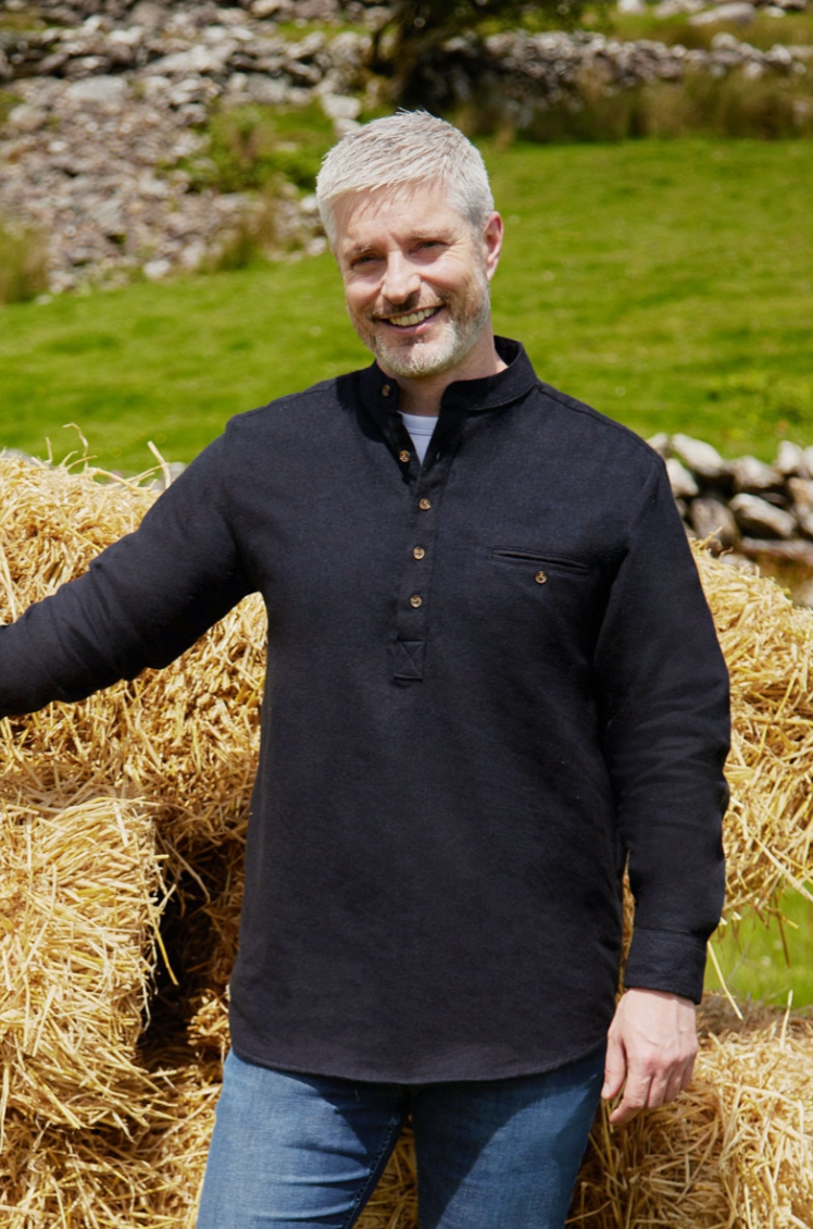 Lee Valley LV19 Flannel Grandfather Shirt Navy Blue