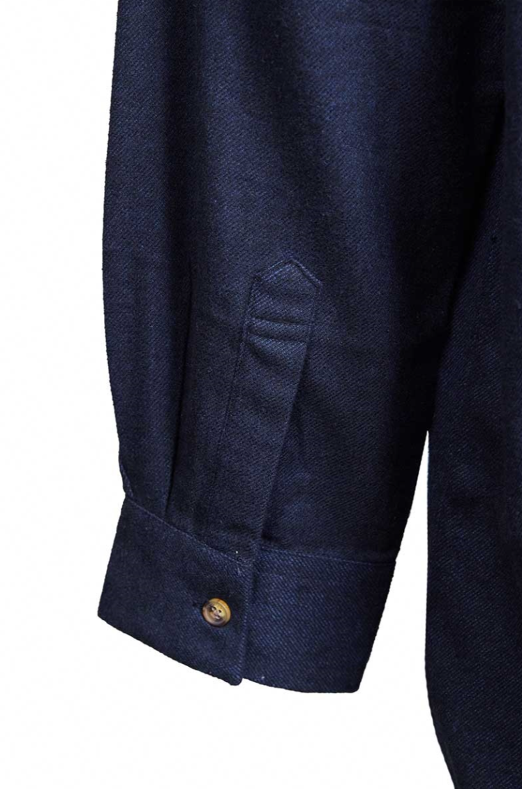 Lee Valley LV19 Flannel Grandfather Shirt Navy Blue