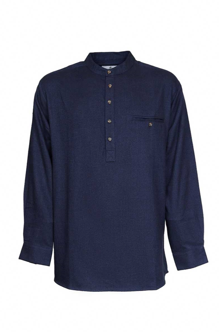 Lee Valley LV19 Flannel Grandfather Shirt Navy Blue