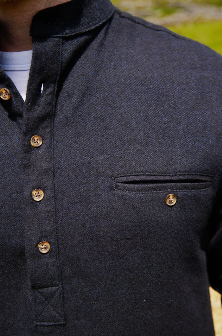 Lee Valley LV19 Flannel Grandfather Shirt Navy Blue