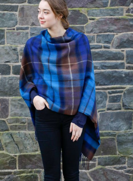 Lochcarron Tartan Poncho Buchanan Blue