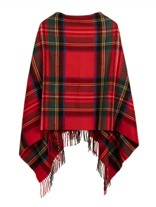 Lochcarron Tartan Poncho Stewart Royal Modern