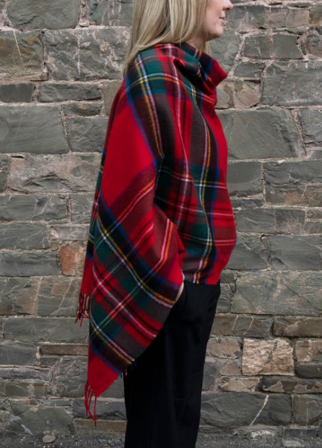 Lochcarron Tartan Poncho Stewart Royal Modern