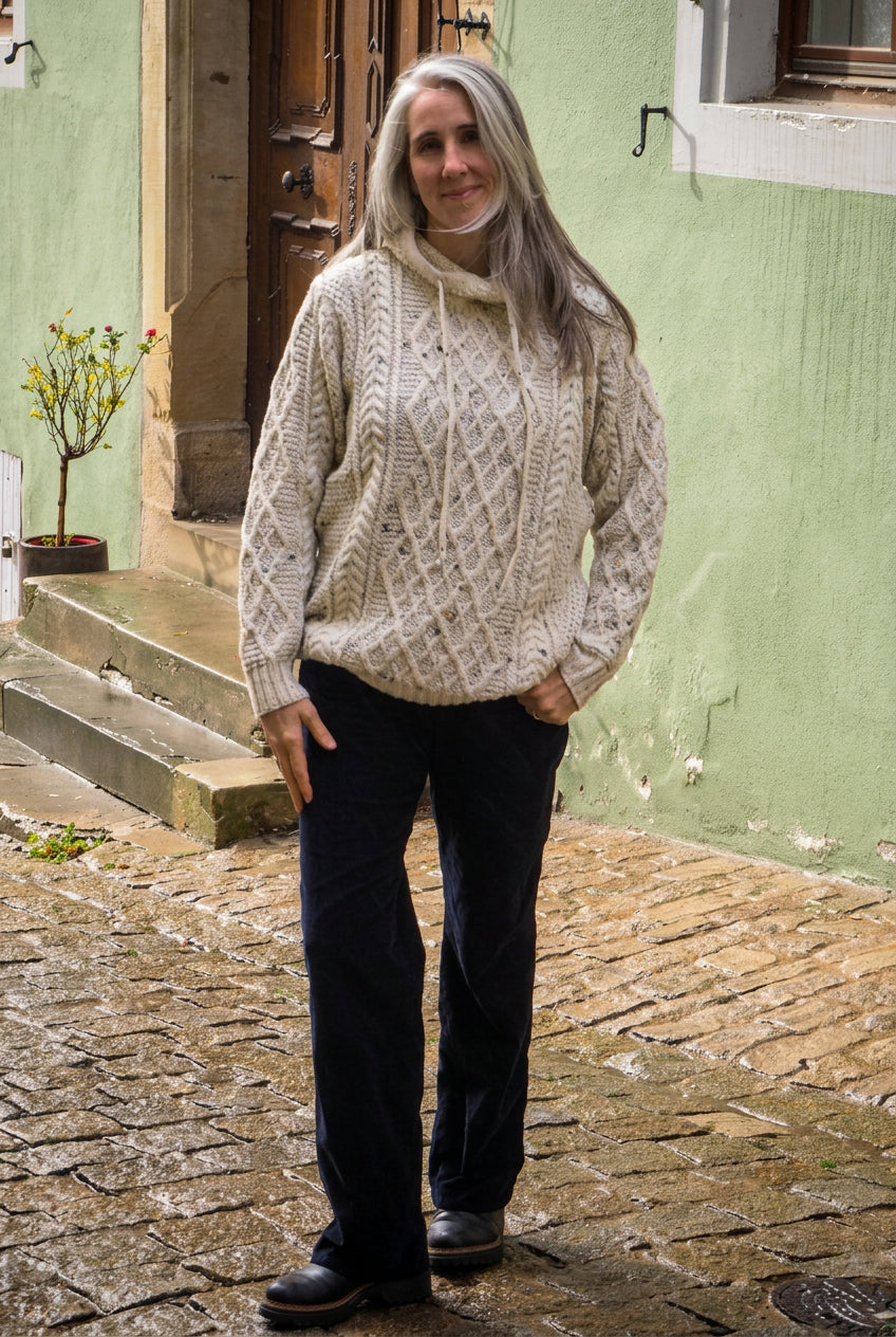 AWM B558 Unisex Drawstring Sweater Natural Donegal