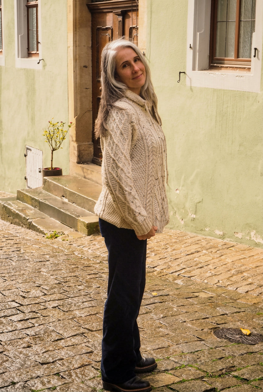 AWM B558 Unisex Drawstring Sweater Natural Donegal