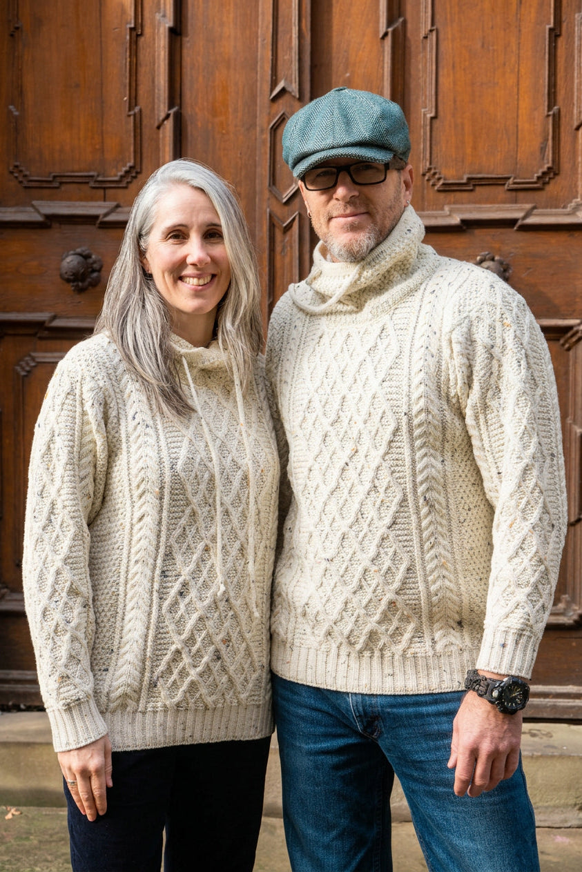AWM B558 Unisex Drawstring Sweater Natural Donegal
