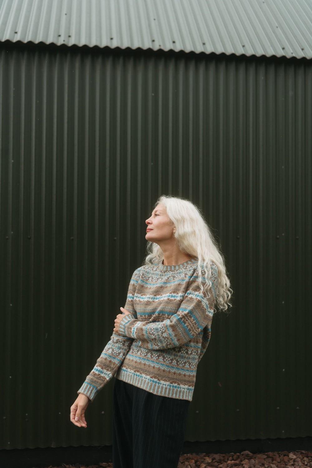 Eribé Kinross Sweater Latte Fairisle P4218-PL