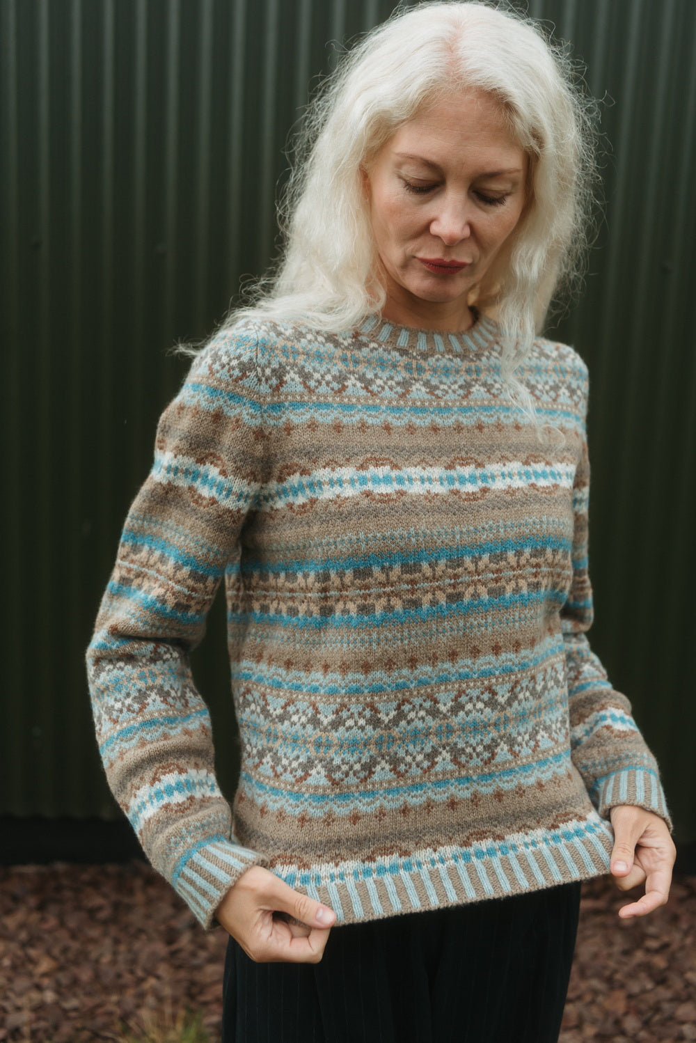 Eribé Kinross Sweater Latte Fairisle P4218-PL