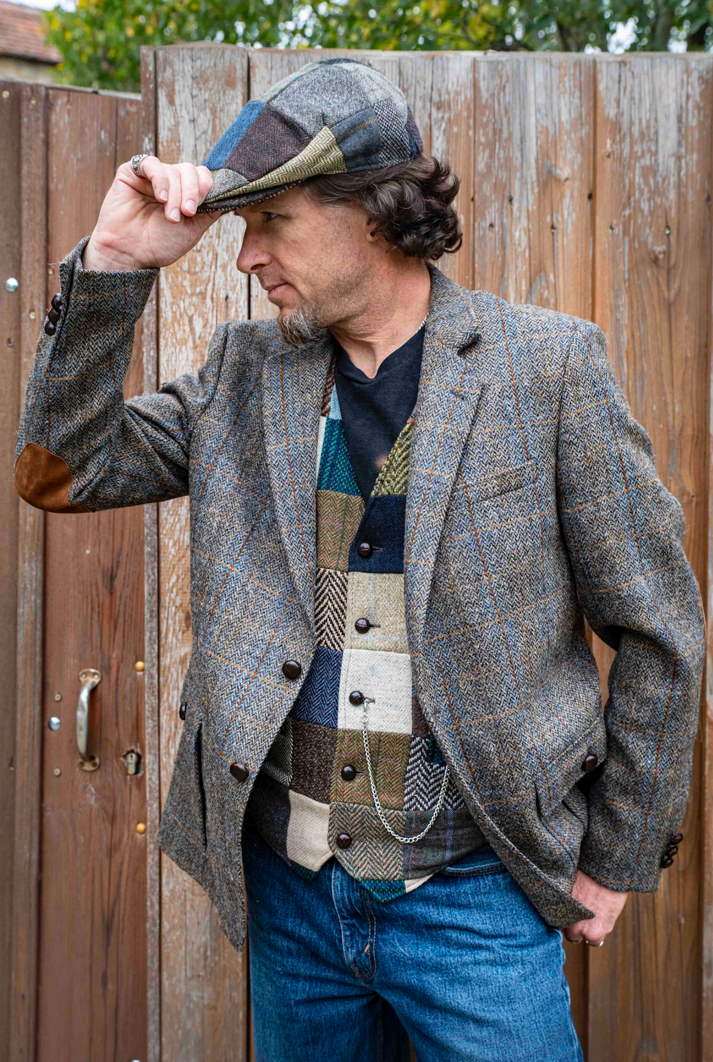 British House Men's Jacket Noah Grey Denim Harris Tweed Herrensakko 2023