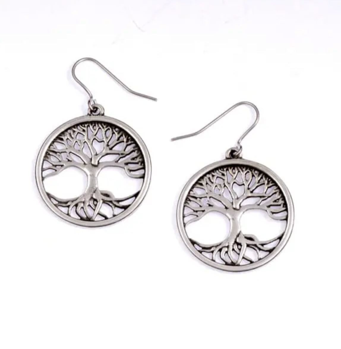St. Justin PE810 - Tree of Life Drop Earrings Pewter