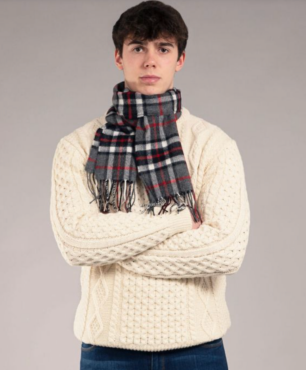 Lochcarron Tartan Scarf Thomson Grey