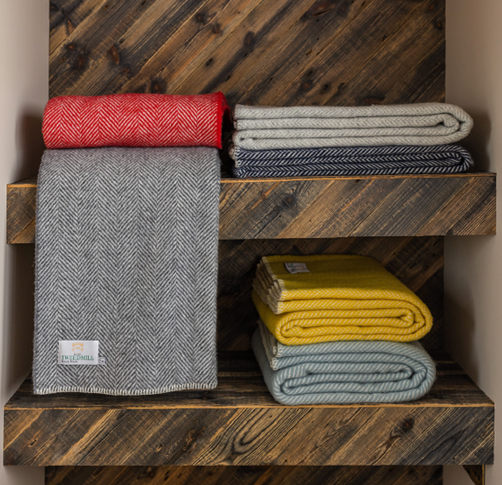 Tweedmill Throw Lifestyle Blanket - Duck Egg Fishbone