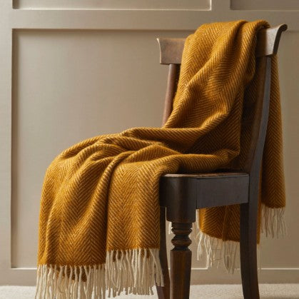 Tweedmill Throw Lifestyle Blanket - English Mustard Fishbone