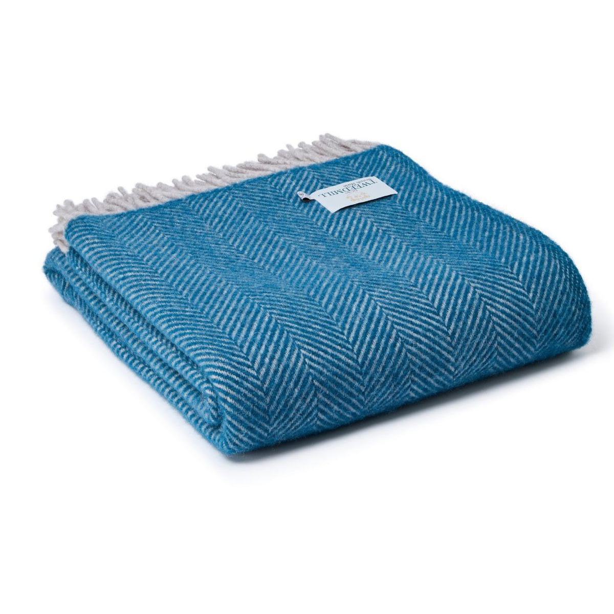 Tweedmill Throw Lifestyle Blanket - Teal & Hazel Herringbone