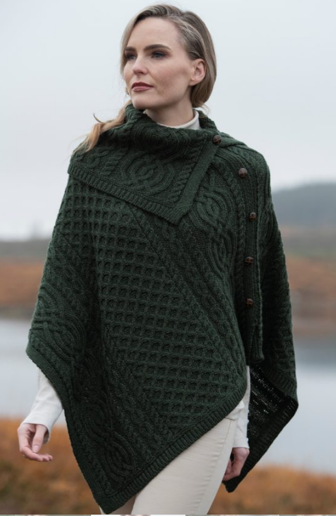 West End Cowl Neck Button Poncho CW4784