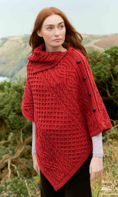 West End Cowl Neck Button Poncho CW4784