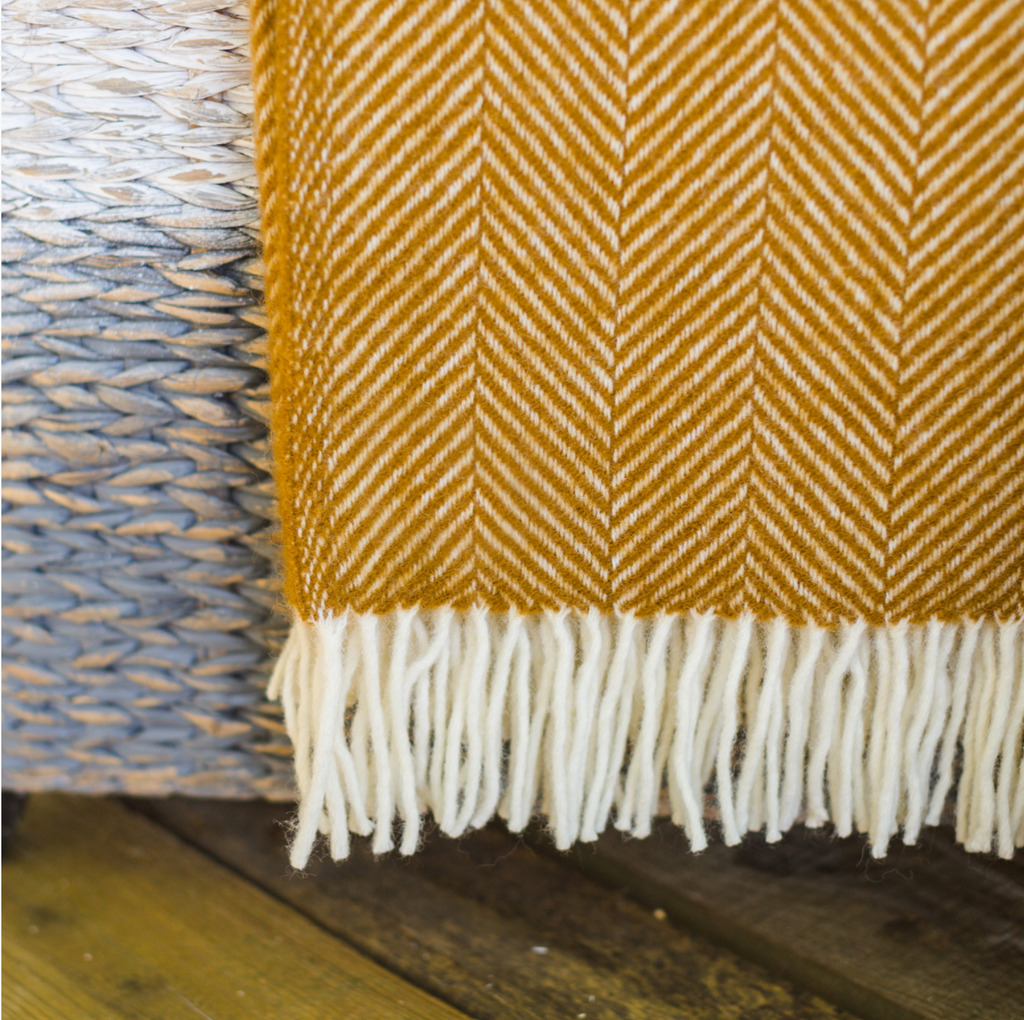 Tweedmill Throw Lifestyle Blanket - English Mustard Fishbone