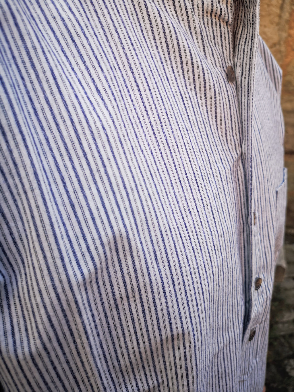 Lee Valley VR18 Grandfather Shirt Cotton Navy-White Striped