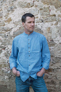 Lee Valley VR15 Grandfather Shirt Cotton White-Blue Thick Striped