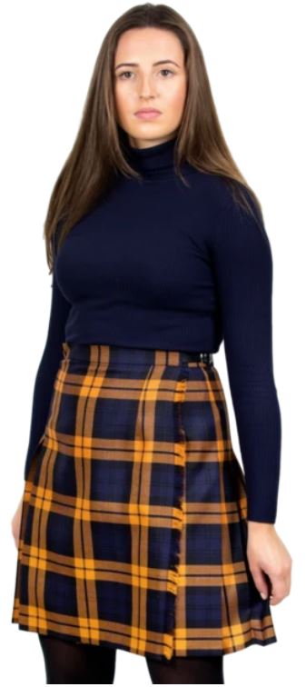 O'Neil Navy-Orange Kurz Kilt für Frauen / Schottenrock