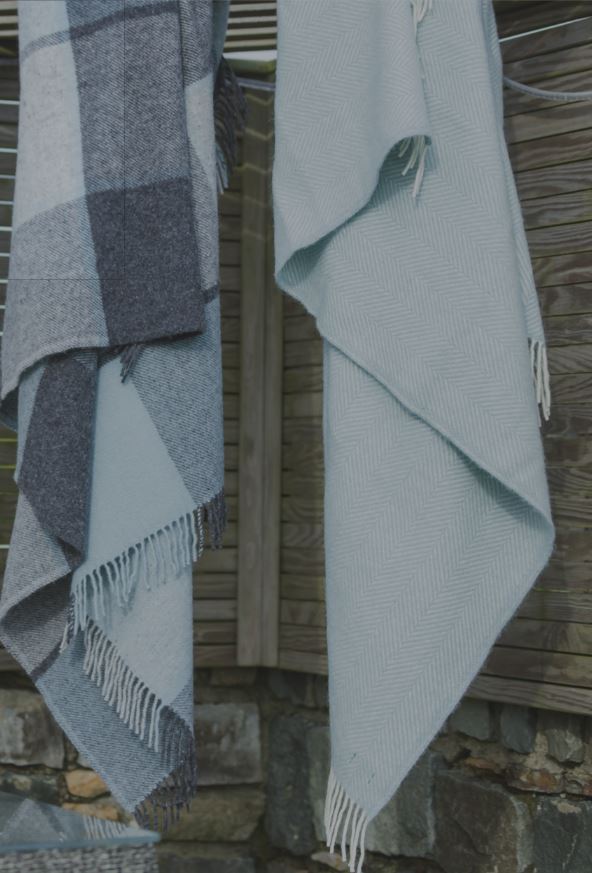 Tweedmill Throw Lifestyle Blanket - Duck Egg Fishbone