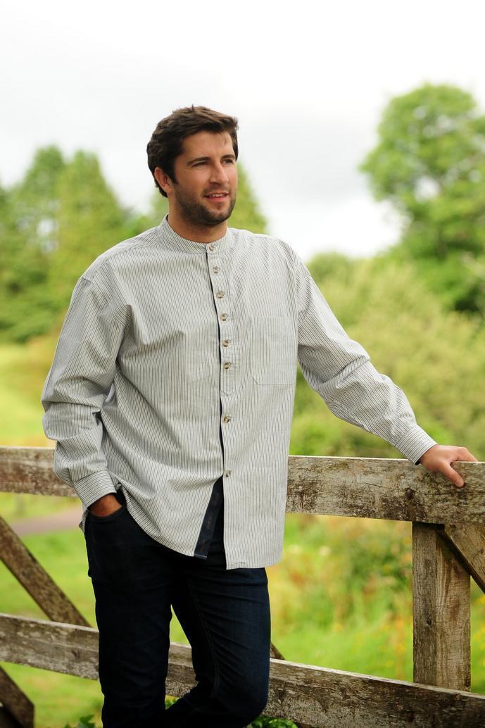Lee Valley VR18 Grandfather Shirt Cotton Navy-White Striped