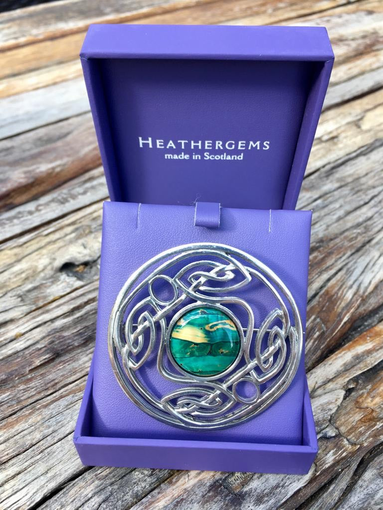 Heathergems Large Celtic Pewter Plaid Brosche HB67
